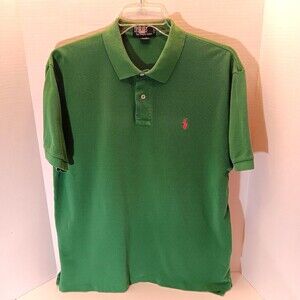 Polo Ralph Lauren Shirt Men XL Green Short Sleeve Golf Preppy Academia Pony Logo